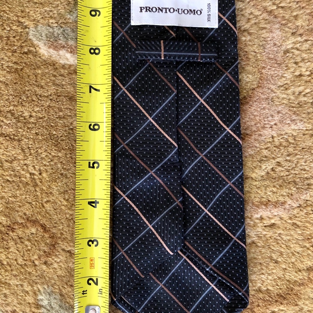 Men’s Pronto Uomo Black Silk Tie EUC - Picture 3 of 6